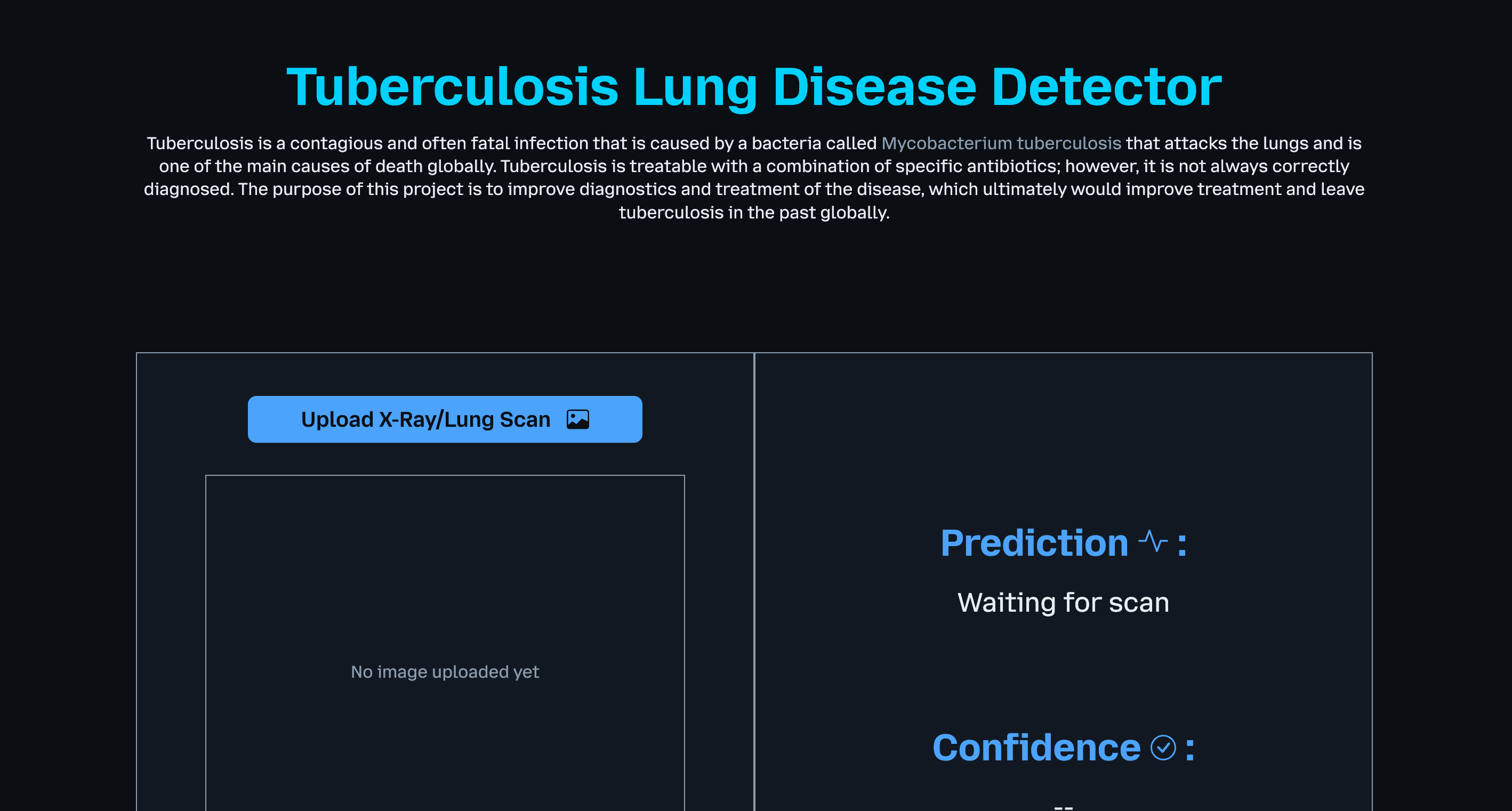 Screenshot of AI Tuberculosis Lung Disease Detector